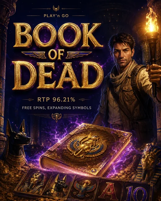 Book of Dead — Play'n GO, RTP 96.21%