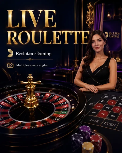 Live Roulette — Evolution Gaming, multiple camera angles
